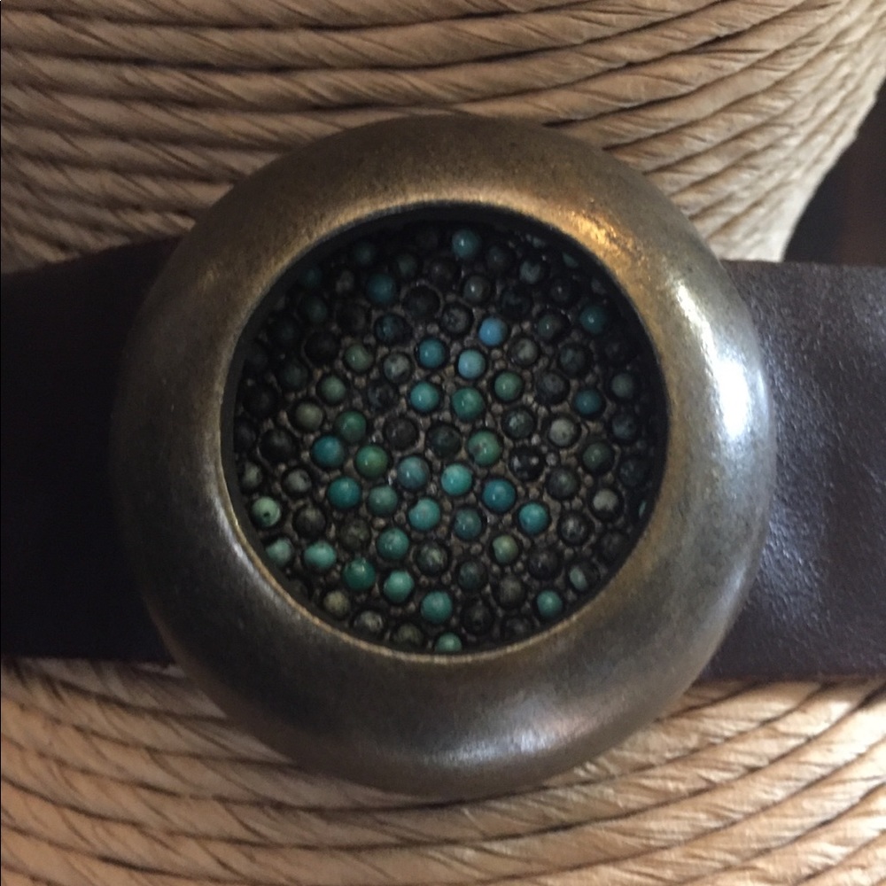 Large Metal Antique Brass Dome & Leather Bracelet